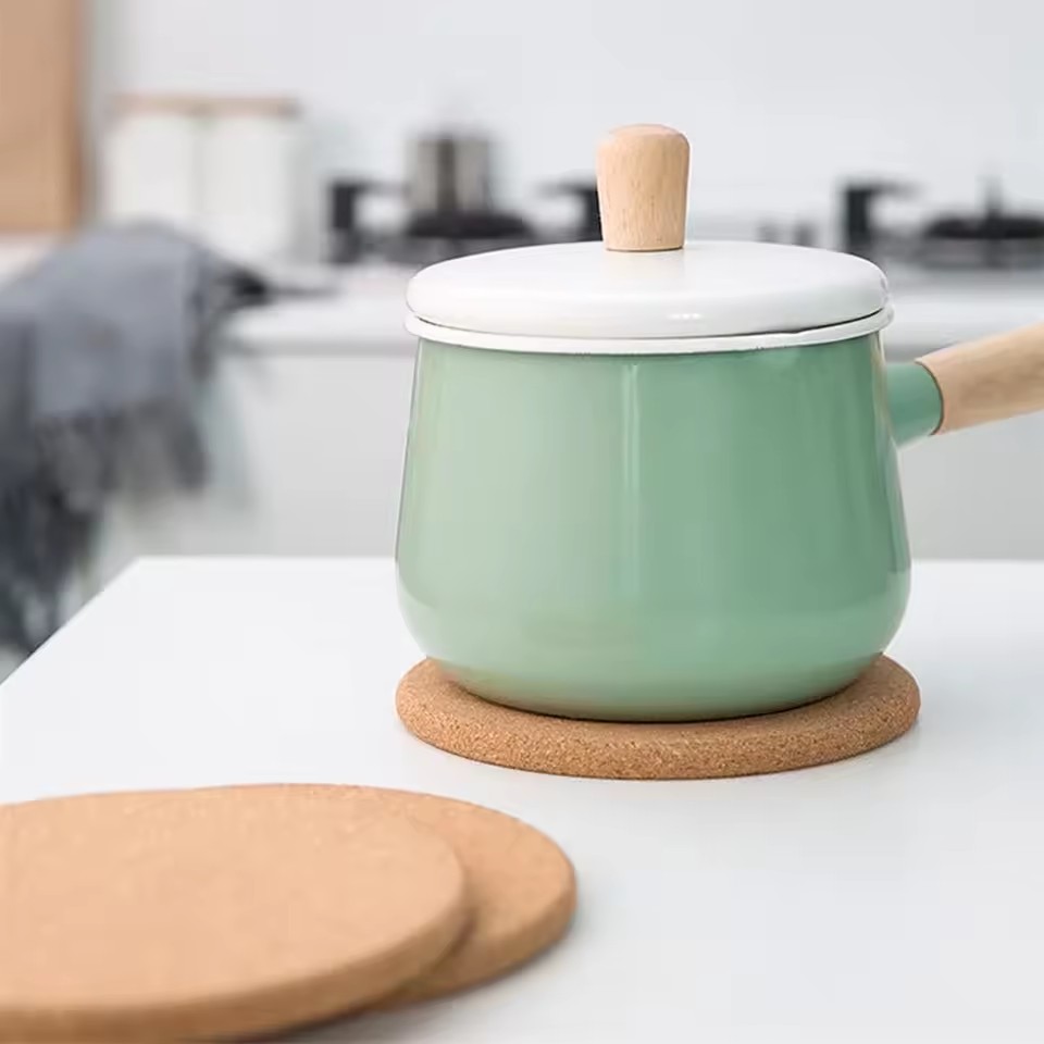Kitchen Gadgets In Japan - 4개 코르크 냄비받침 내열 원형 팬