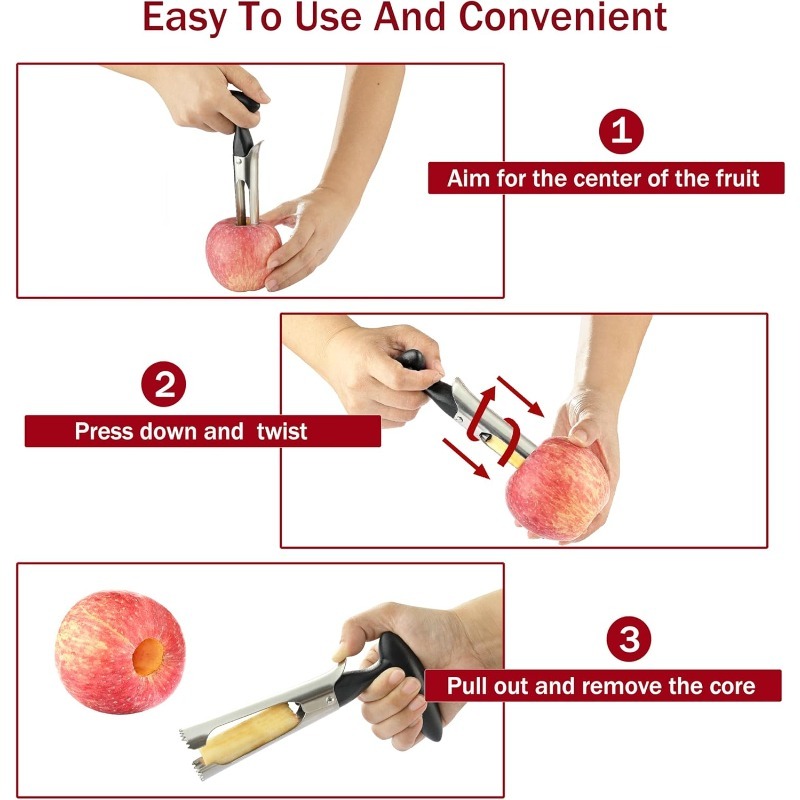 인체공학적 그립이 있는 애플 코어러, 스테인리스 스틸  - Apple Corer Slicer 리뷰 및 가격